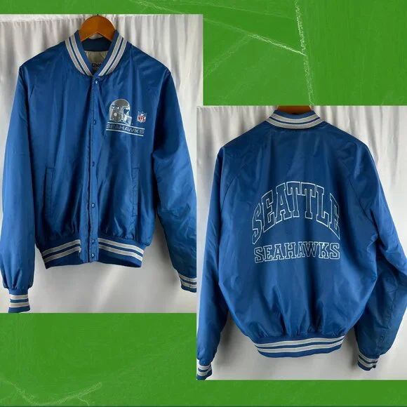 Vintage 90's Chalkline NFL Seattle Seahawks Satin Style Varsity Jacket - Picture 1 of 16